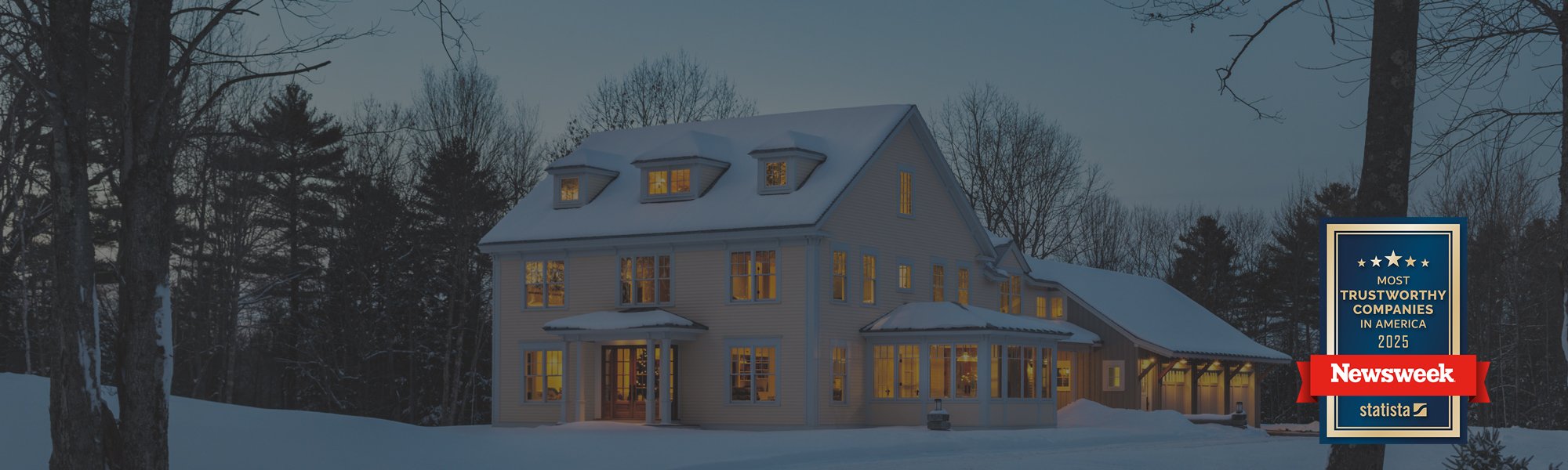Midwest home at dusk in winter