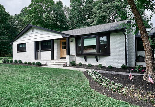 John Colaneri Project White and Black Vintage Rambler Exterior Renovation